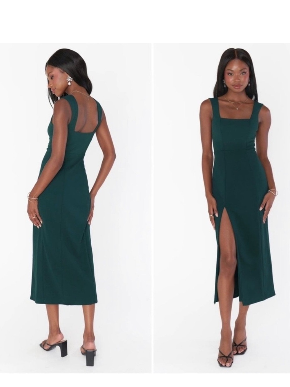 Show Me Your Mumu Emerald Green Eden Midi Dress with Side Slit